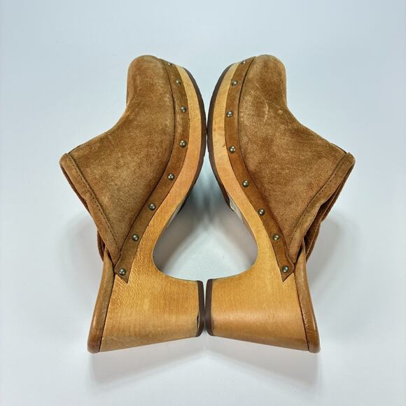 UGG Abbie Clog Brown Slip On Suede Sheepskin Platform Sandals 5772 Womens Size 5 - Picture 7 of 9